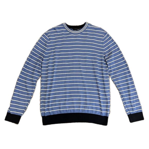 Boss Hugo Boss Blue Stripe 100% Cotton Lightweight Crewneck LS Sweater Size XL - Picture 2 of 12